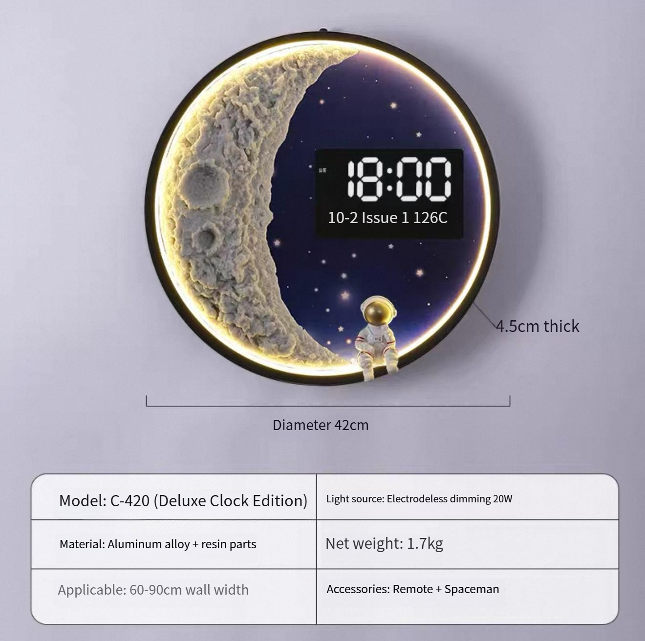 Moon hanging lamp with clock