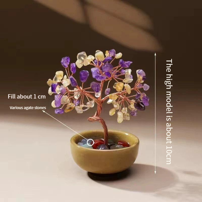 Natural crystal fortune tree Pixiu treasure gathering fortune ornaments