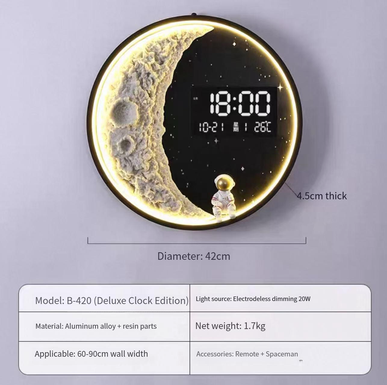 Moon hanging lamp with clock