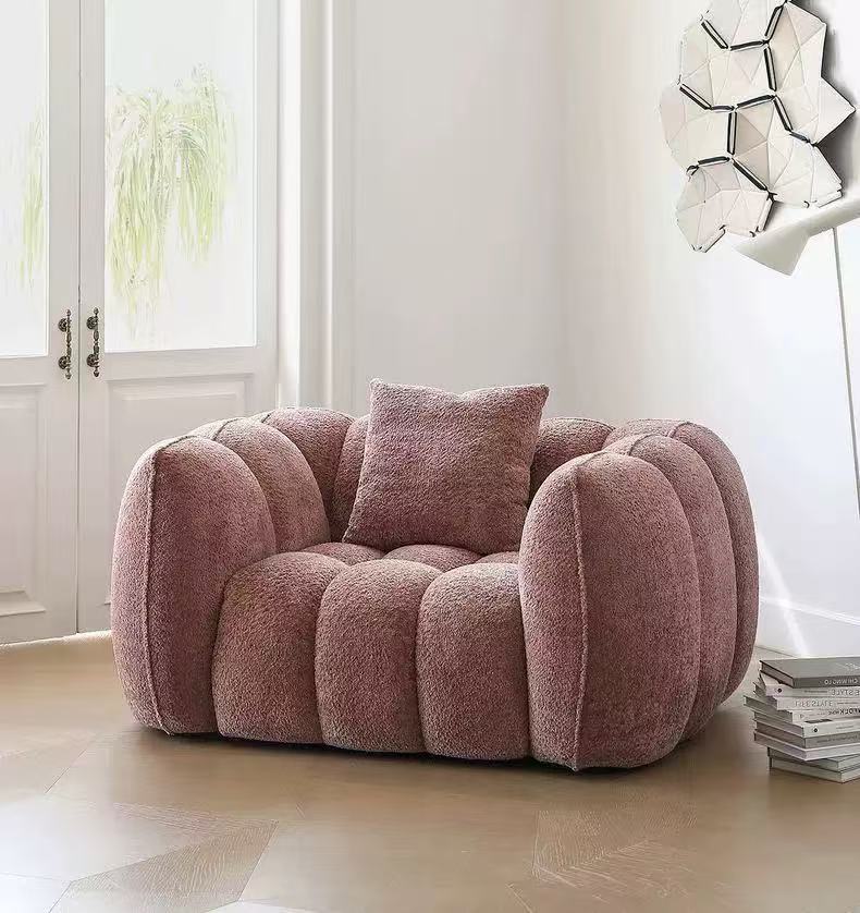 French single leisure pumpkin sofa Nordic simple cream style sofa lazy fabric retro lazy sofa